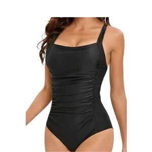 Black one-piece bathing suit by Rosvigor.